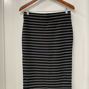 STRIPED MIDI SKIRT